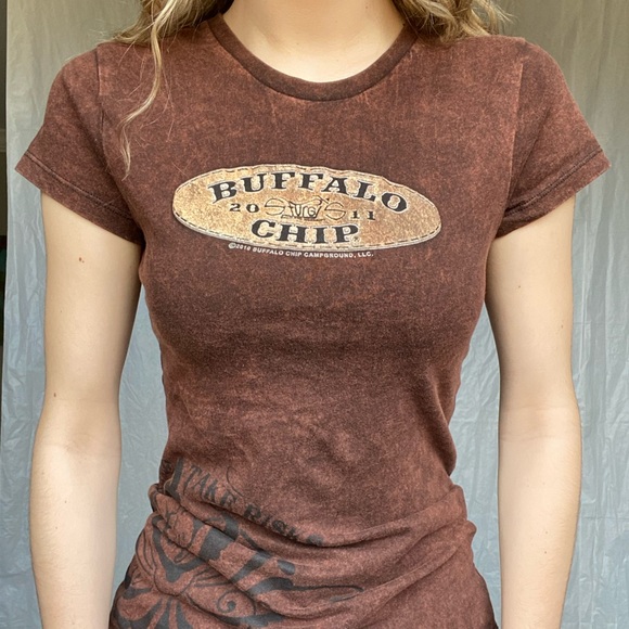 Buffalo Chip Take Risks Graphic Brown Retro 2011 Shortsleeve Shirt - Picture 6 of 9